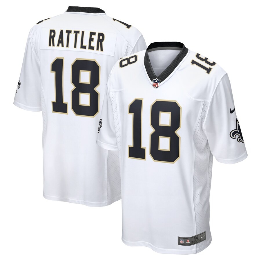 Men's New Orleans Saints Spencer Rattler Nike White Game Player Jersey - U-jersey