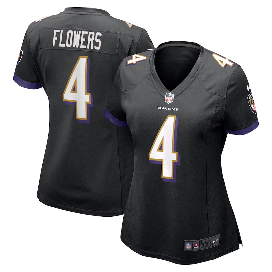 Women's Baltimore Ravens Zay Flowers Nike Black Team Game Jersey - U-jersey