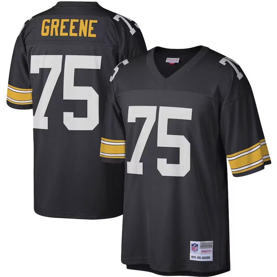 Men's Pittsburgh Steelers Joe Greene Mitchell & Ness Black Legacy Replica Jersey - U-jersey