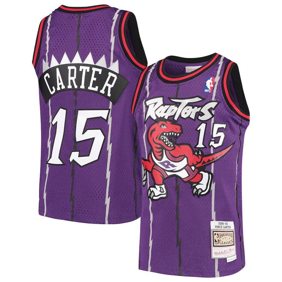 Youth Toronto Raptors Vince Carter Mitchell & Ness Purple 1998/99 Hardwood Classics Swingman Throwback Jersey - U-jersey