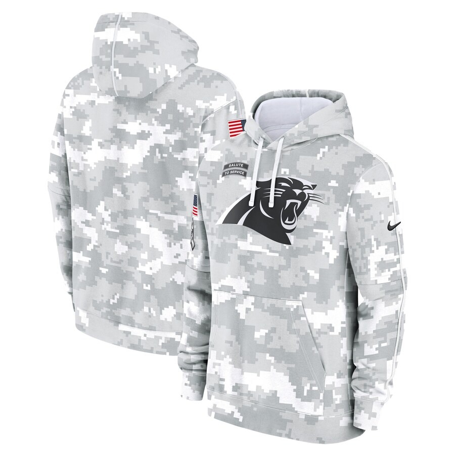 Men's Carolina Panthers Nike Arctic Camo 2024 Salute to Service Club Fleece Pullover Hoodie - U-jersey