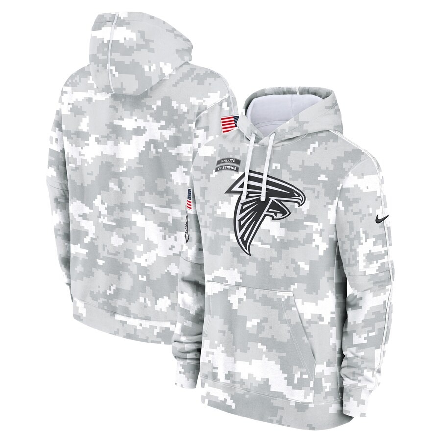 Men's Atlanta Falcons Nike Arctic Camo 2024 Salute to Service Club Fleece Pullover Hoodie - U-jersey