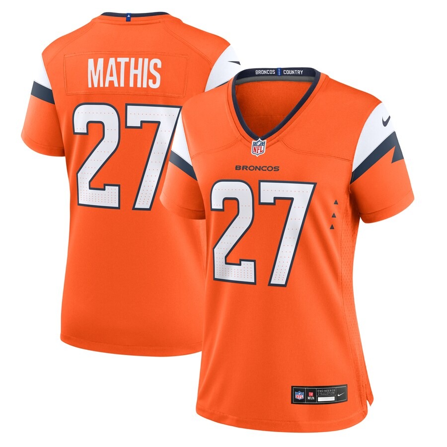Women's Denver Broncos Damarri Mathis Nike Orange Team Game Jersey - U-jersey