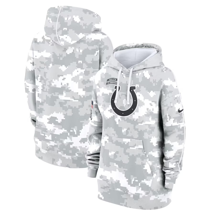 Women's Indianapolis Colts Nike Arctic Camo 2024 Salute To Service Club Fleece Pullover Hoodie - U-jersey