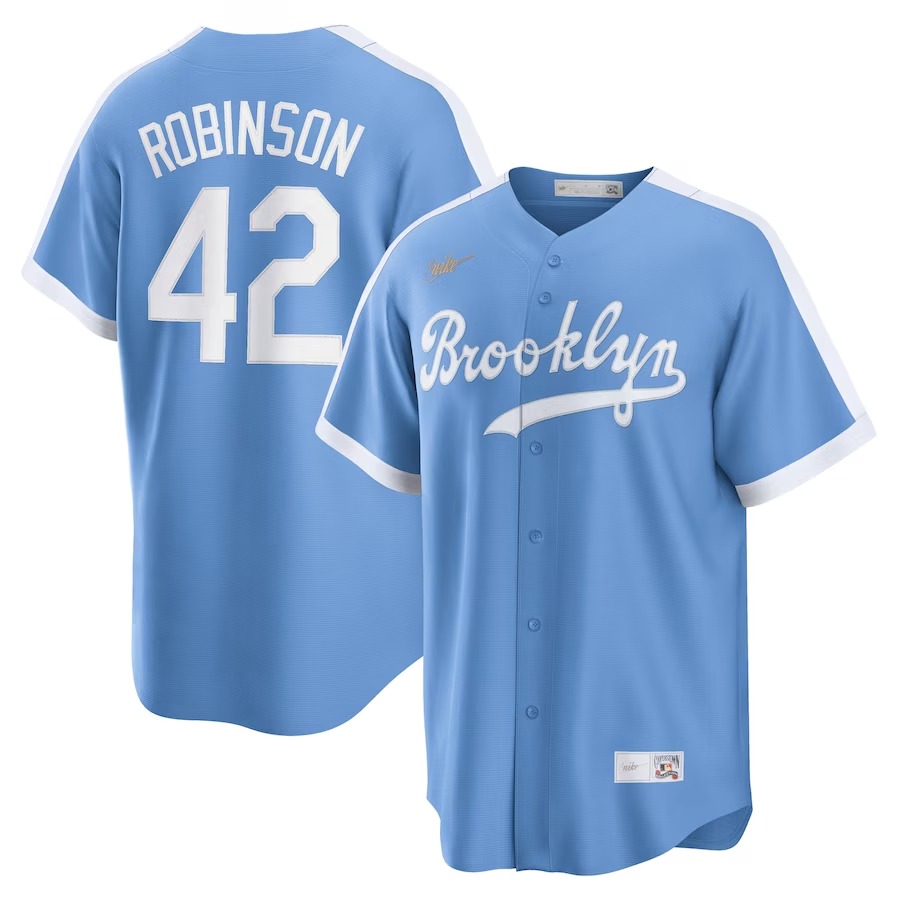 Men's Brooklyn Dodgers Jackie Robinson Nike Light Blue Alternate Cooperstown Collection Player Jersey - U-jersey