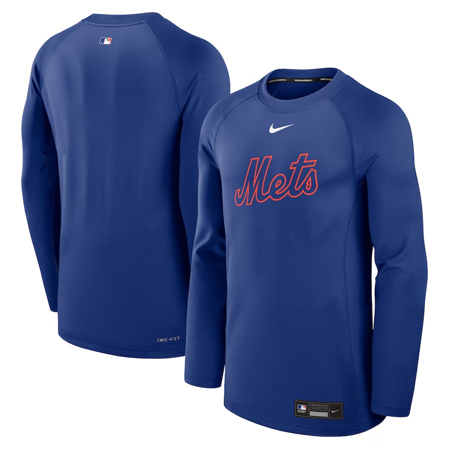 Men's New York Mets Nike Royal Authentic Collection Game Time Raglan Performance Long Sleeve T-Shirt - U-jersey
