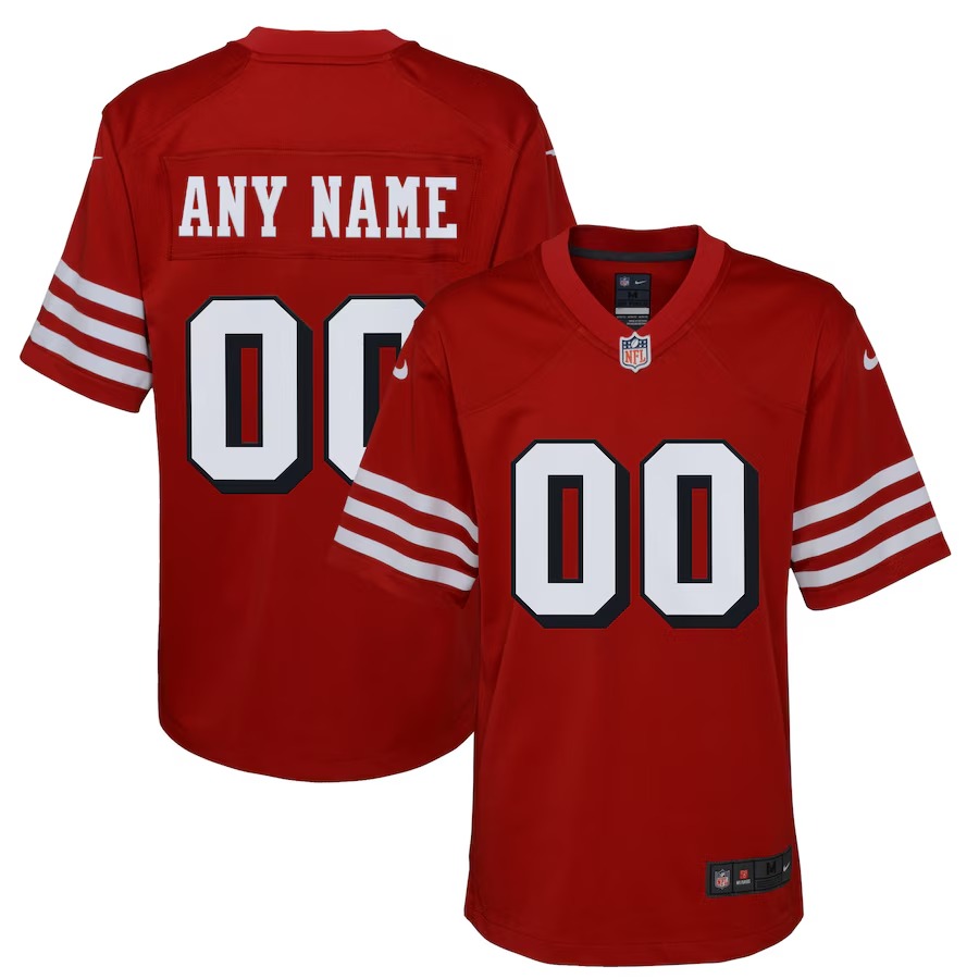 Youth San Francisco 49ers Nike Scarlet Alternate Custom Game Jersey - U-jersey
