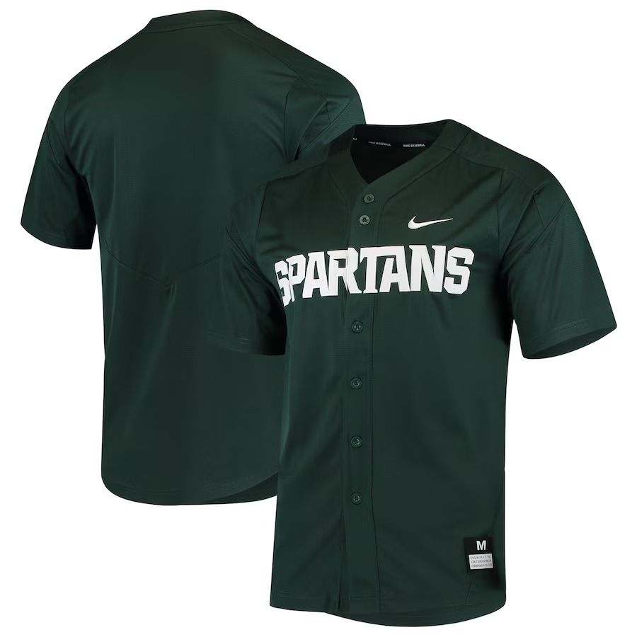 Men's Nike Green Michigan State Spartans Vapor Untouchable Elite Full-Button Replica Baseball Jersey - U-jersey