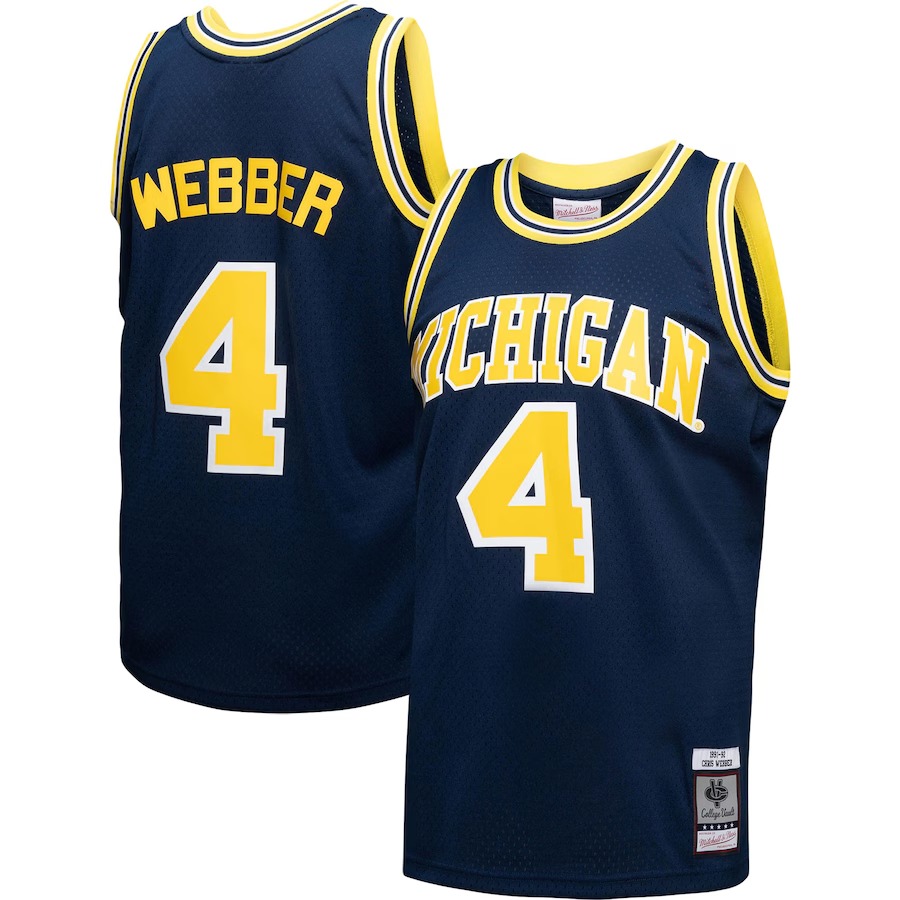 Men's Mitchell & Ness Chris Webber Navy Michigan Wolverines 1991/92 College Vault Player Swingman Jersey - U-jersey