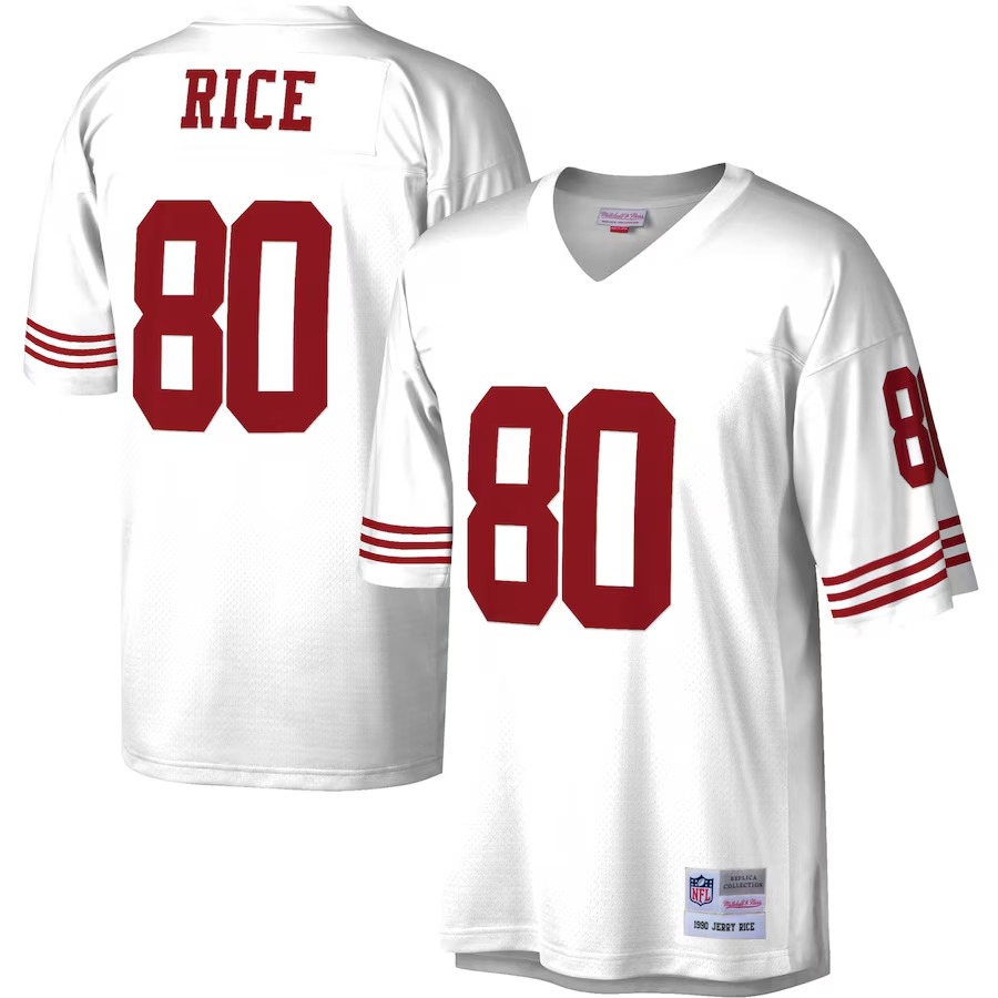 Men's San Francisco 49ers Jerry Rice Mitchell & Ness White Legacy Replica Jersey - U-jersey