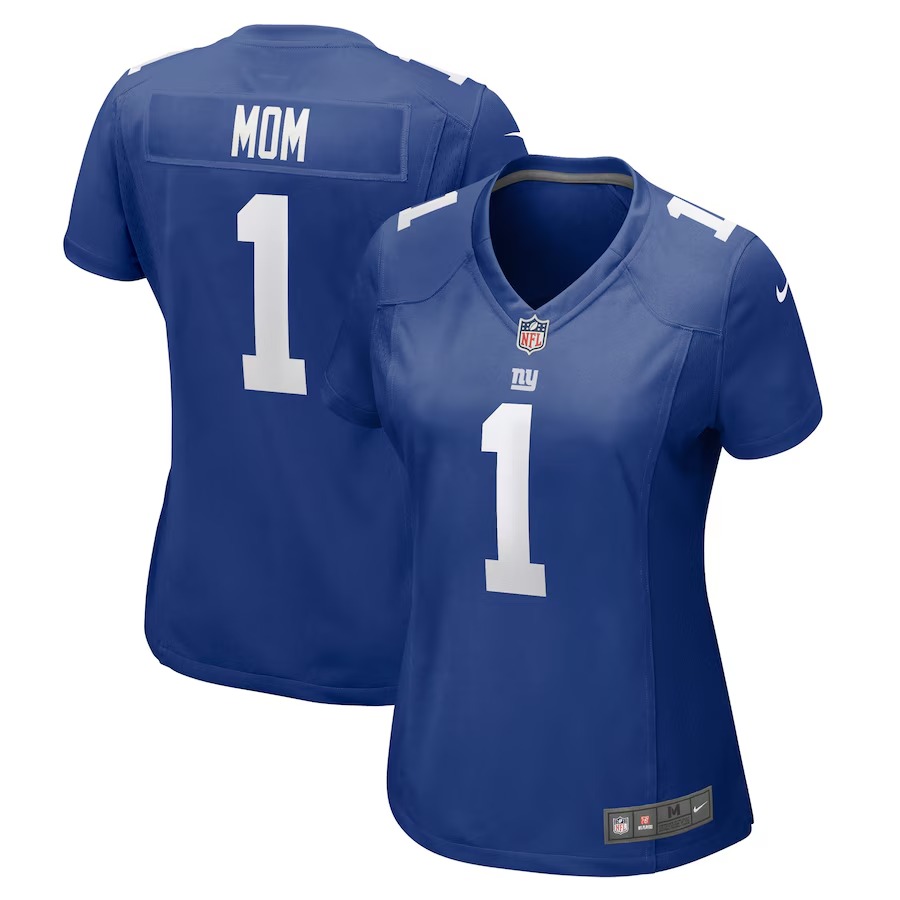 Women's New York Giants Number 1 Mom Nike Royal Game Jersey - U-jersey