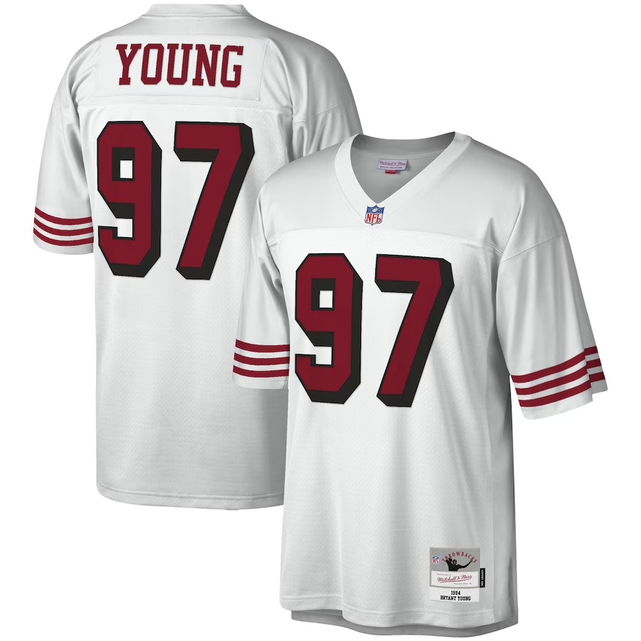 Men's San Francisco 49ers Bryant Young Mitchell & Ness White Legacy Replica Jersey - U-jersey