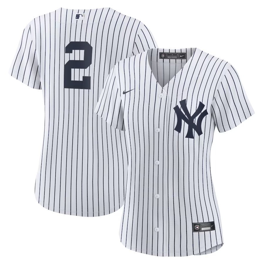 Women's New York Yankees Derek Jeter Nike White/Navy Home Replica Player Jersey - U-jersey