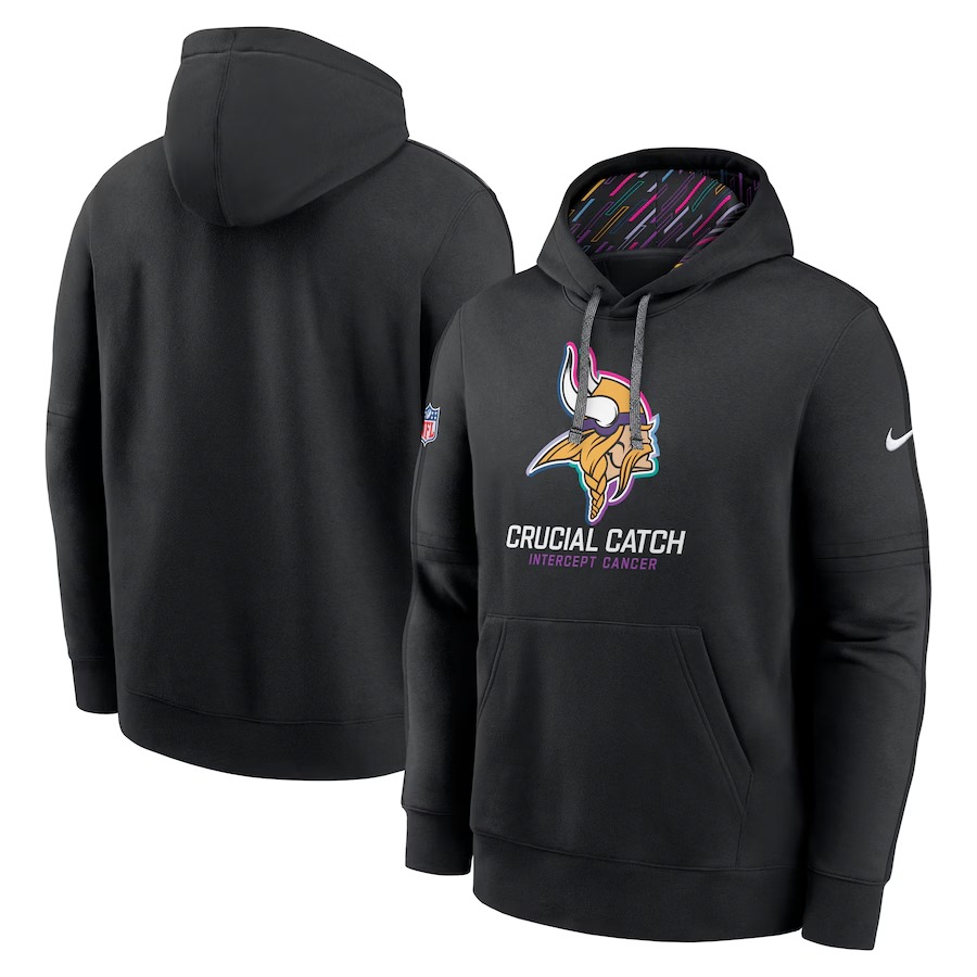 Men's Minnesota Vikings Nike Black 2024 NFL Crucial Catch Club Pullover Hoodie - U-jersey