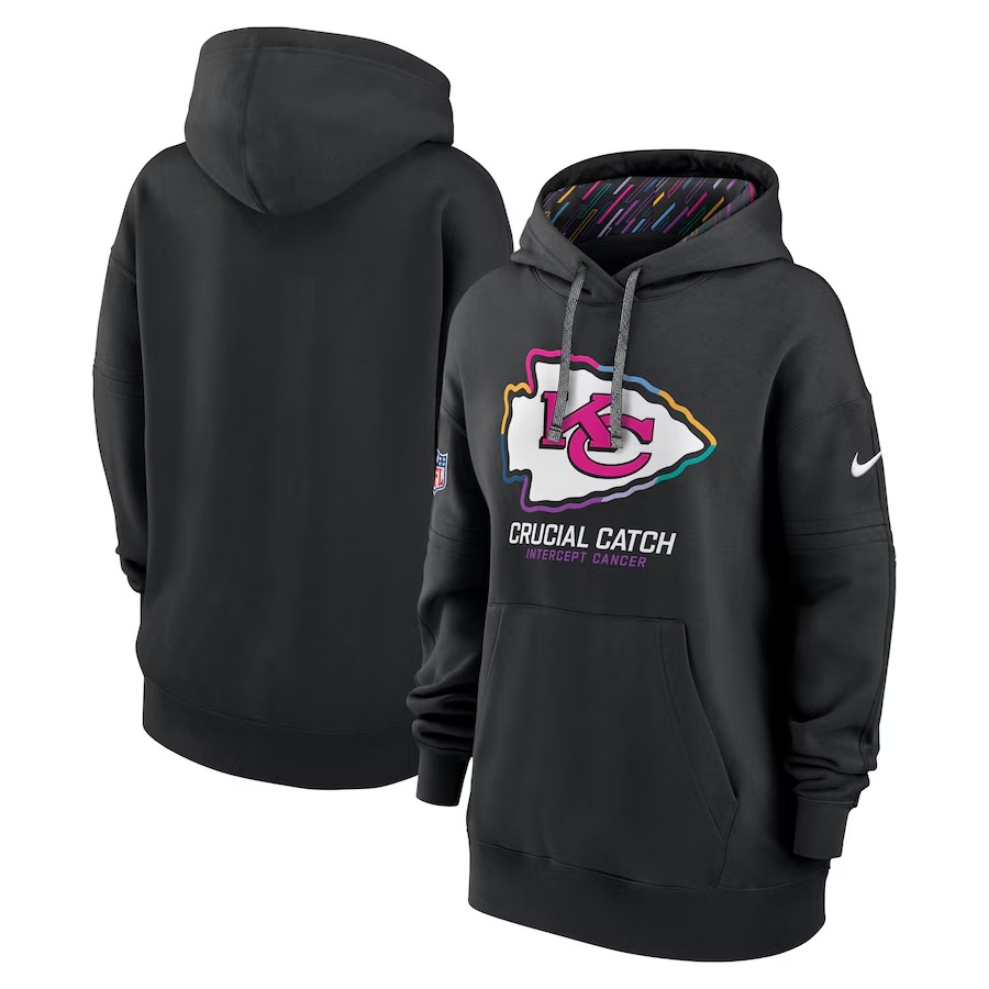 Women's Kansas City Chiefs  Nike Black 2024 NFL Crucial Catch Club Pullover Hoodie - U-jersey