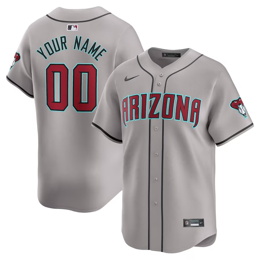 Men's Arizona Diamondbacks Nike Gray Away Limited Custom Jersey - U-jersey