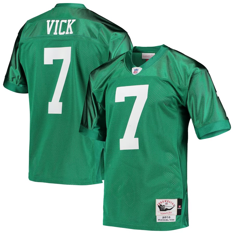 Men's Philadelphia Eagles 2010 Michael Vick Mitchell & Ness Kelly Green Authentic Throwback Retired Player Jersey - U-jersey