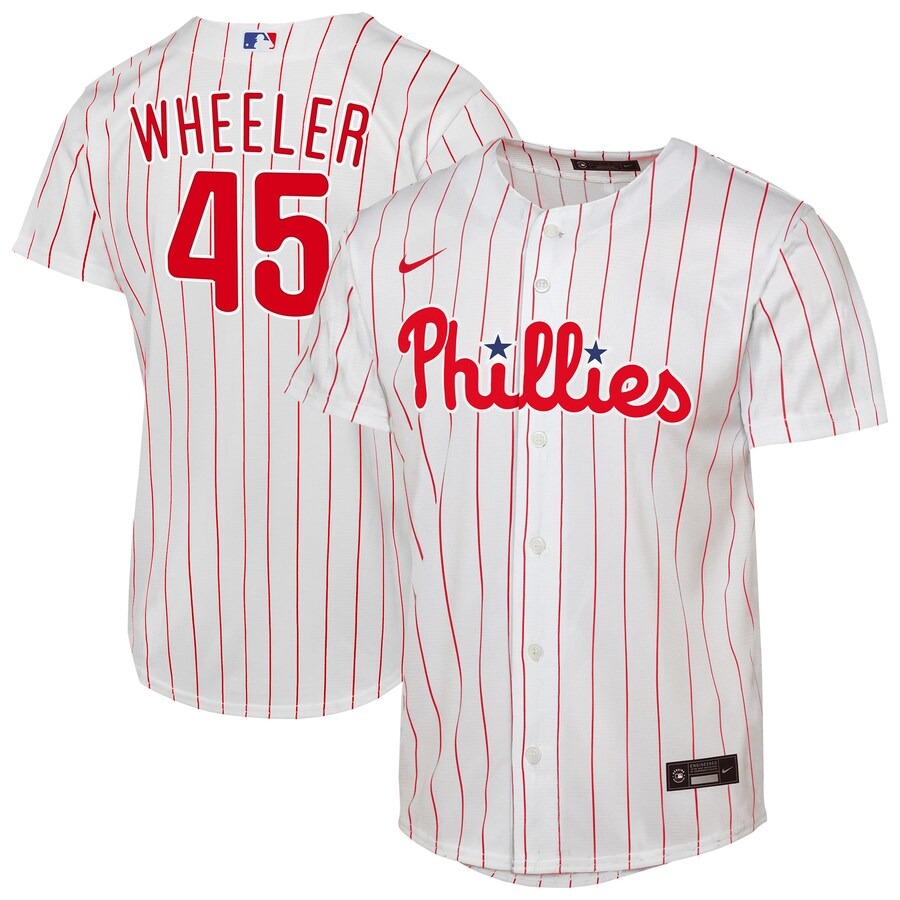 Youth Philadelphia Phillies Zack Wheeler Nike White Home Replica Player Jersey - U-jersey