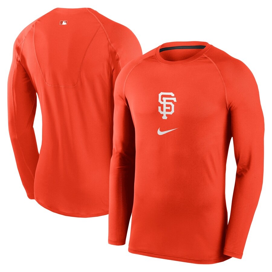 Men's San Francisco Giants Nike Orange City Connect Base Layer Raglan Long Sleeve Performance T-Shirt - U-jersey