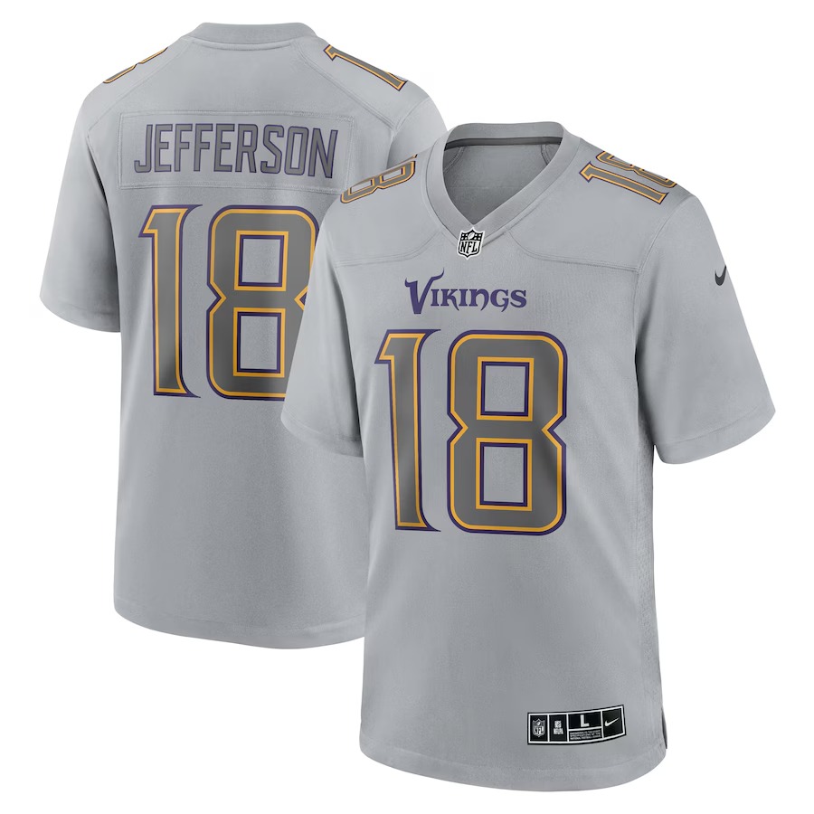 Men's Minnesota Vikings Justin Jefferson Nike Gray Atmosphere Fashion Game Jersey - U-jersey