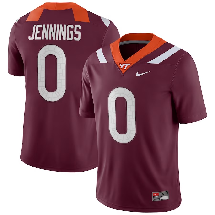 Ali Jennings Virginia Tech Hokies Nike NIL Football Game Jersey - Maroon - U-jersey