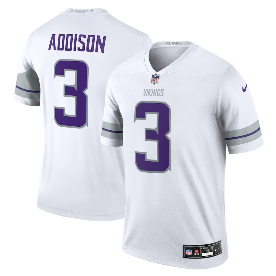 Men's Minnesota Vikings Jordan Addison Nike White Alternate Legend Player Performance Top - U-jersey