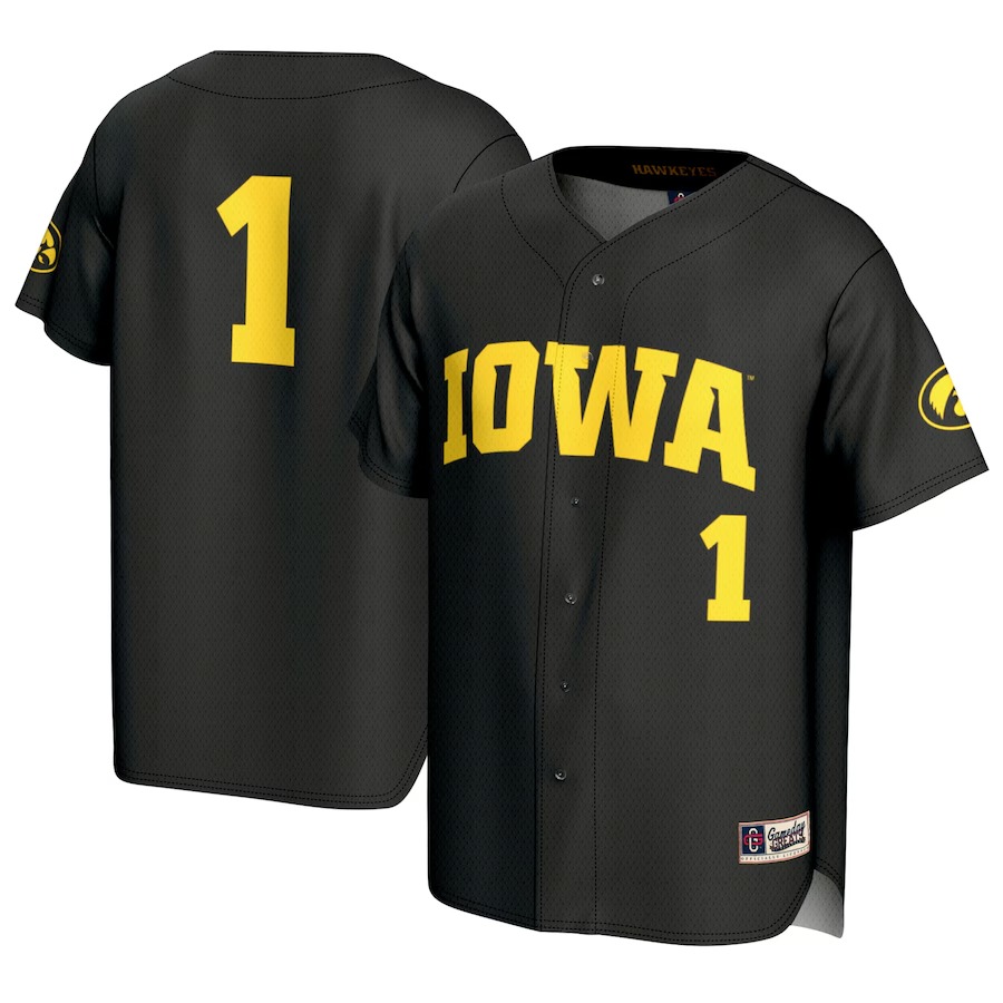 #1 Iowa Hawkeyes GameDay Greats Unisex Baseball Lightweight Fashion Jersey - Black - U-jersey