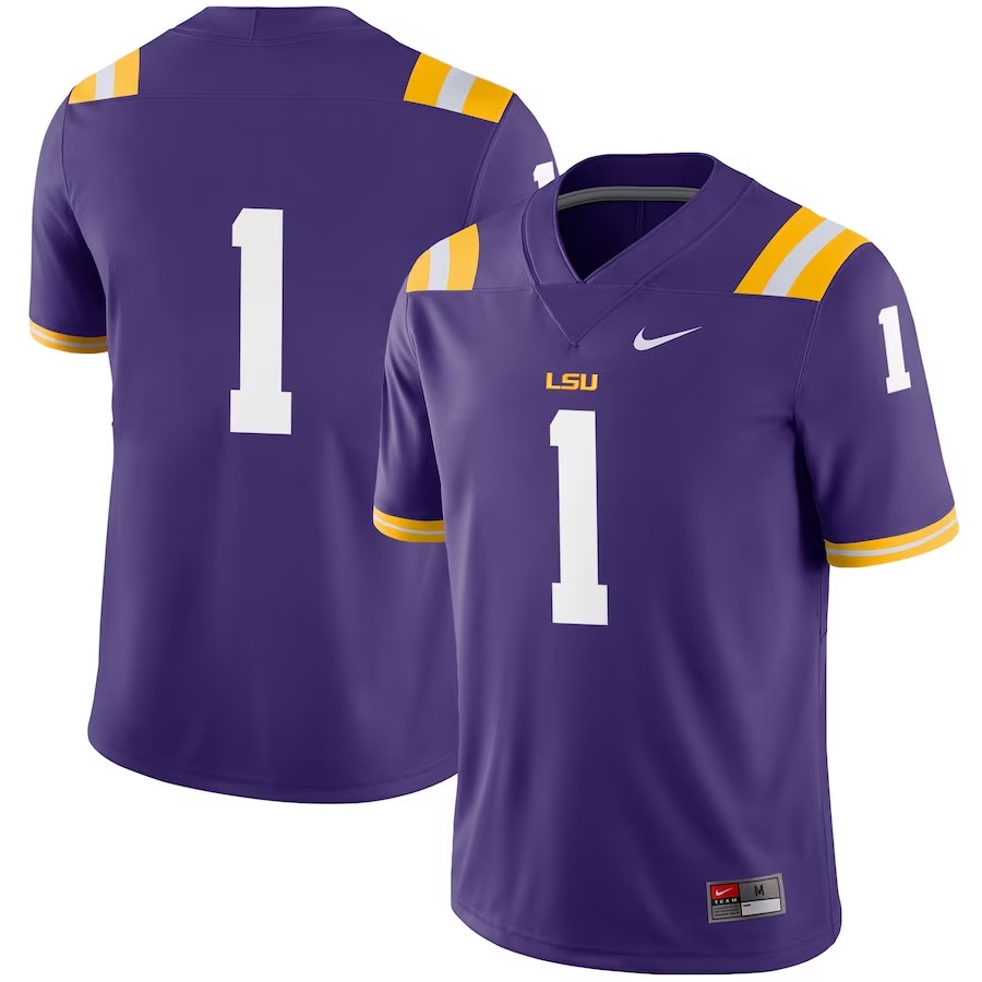#1 LSU Tigers Nike Football Game Jersey - Purple - U-jersey