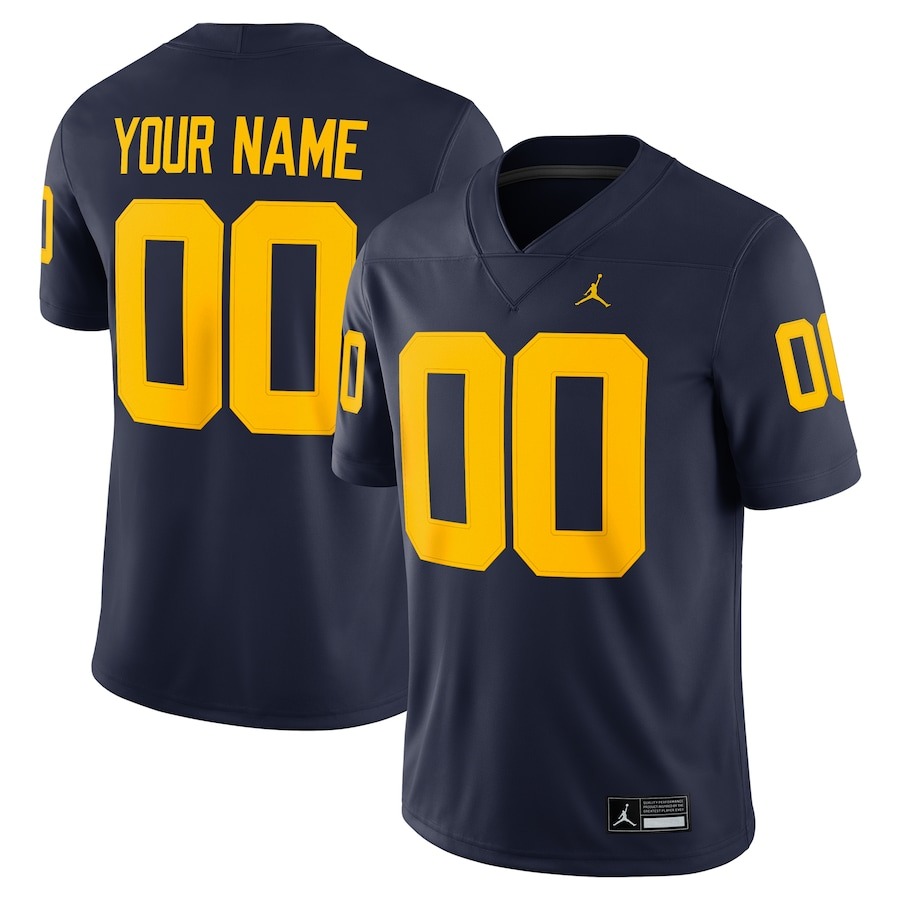 Michigan Wolverines Jordan Brand Football Custom Game Jersey - Navy - U-jersey