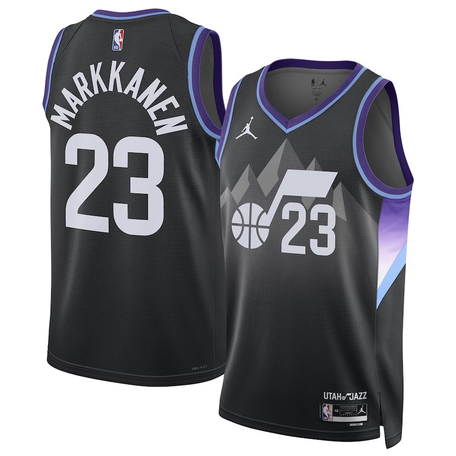 Unisex Utah Jazz Lauri Markkanen Jordan Brand Black 2024/25 Swingman Jersey - Statement Edition - U-jersey