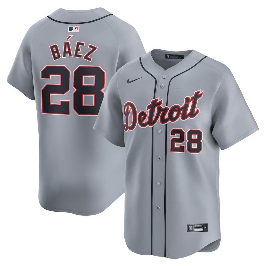 Men's Detroit Tigers Javier Baez Nike Gray Road Limited Player Jersey - U-jersey