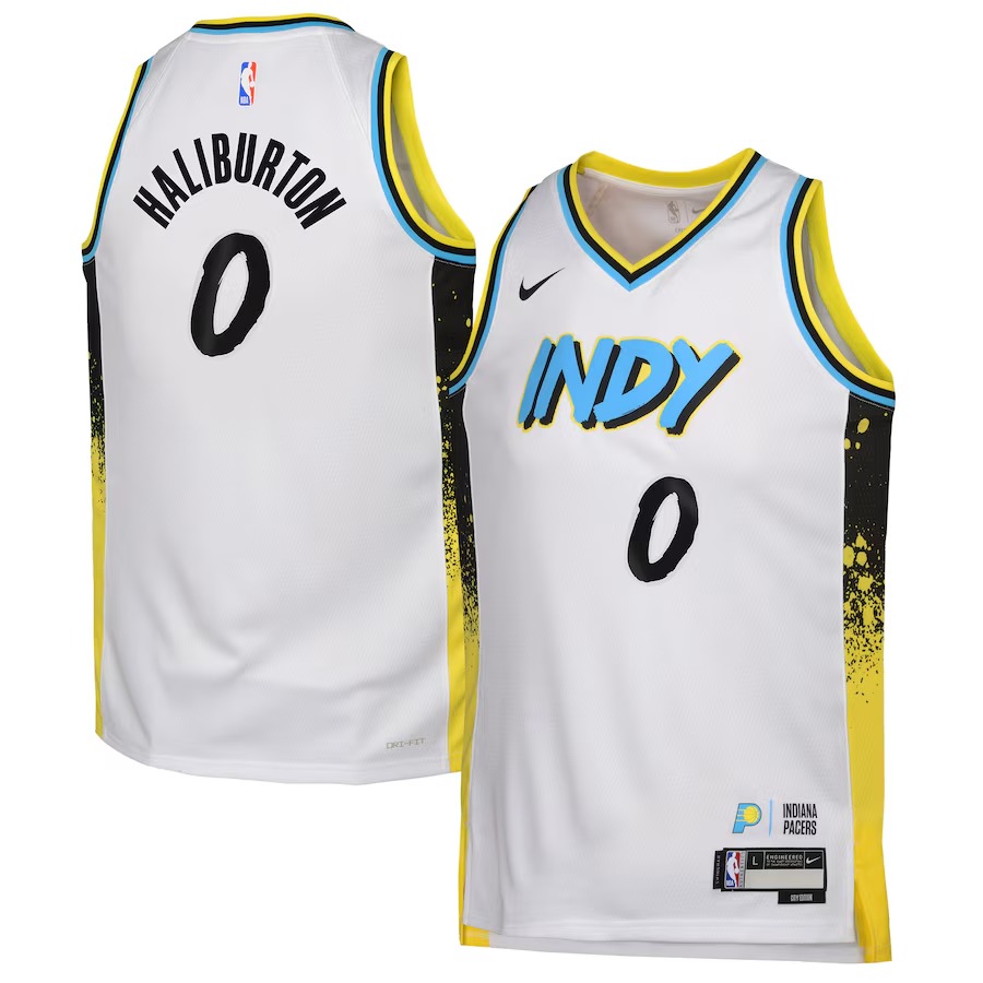 Youth Indiana Pacers Tyrese Haliburton Nike White 2024/25 Swingman Player Jersey - City Edition - U-jersey