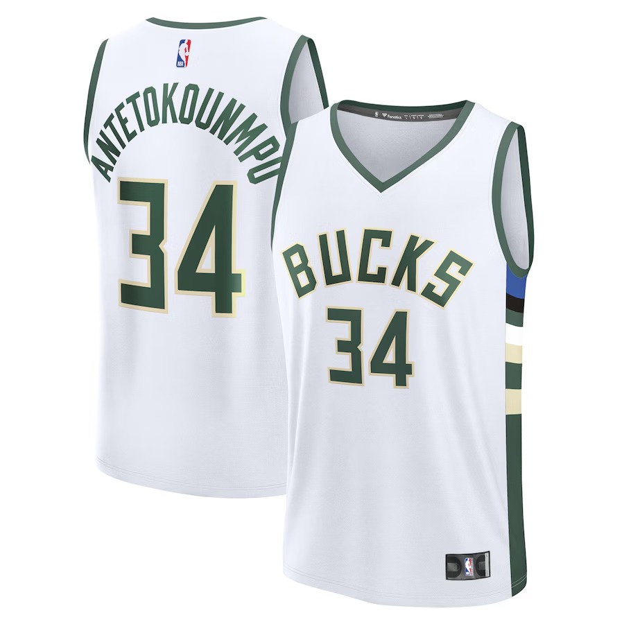 Youth Milwaukee Bucks Giannis Antetokounmpo Fanatics White Fast Break Replica Player Jersey - Association Edition - U-jersey