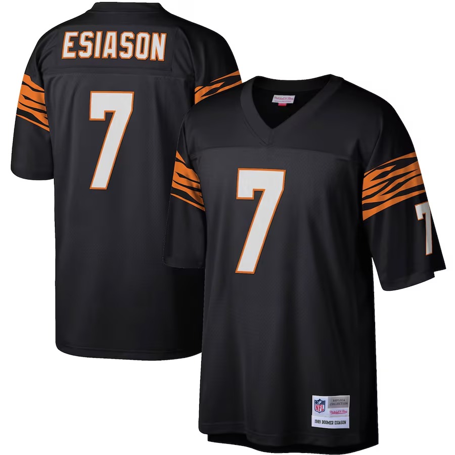 Men's Cincinnati Bengals Boomer Esiason Mitchell & Ness Black Legacy Replica Jersey - U-jersey