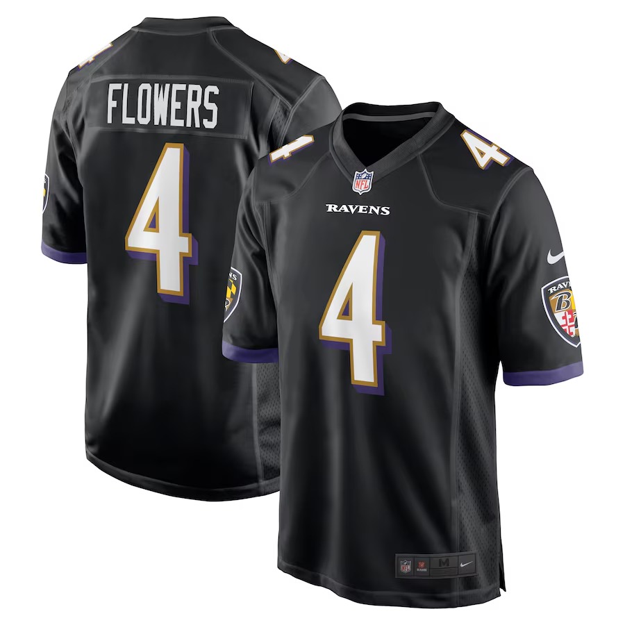 Men's Baltimore Ravens Zay Flowers Nike Black Team Game Jersey - U-jersey