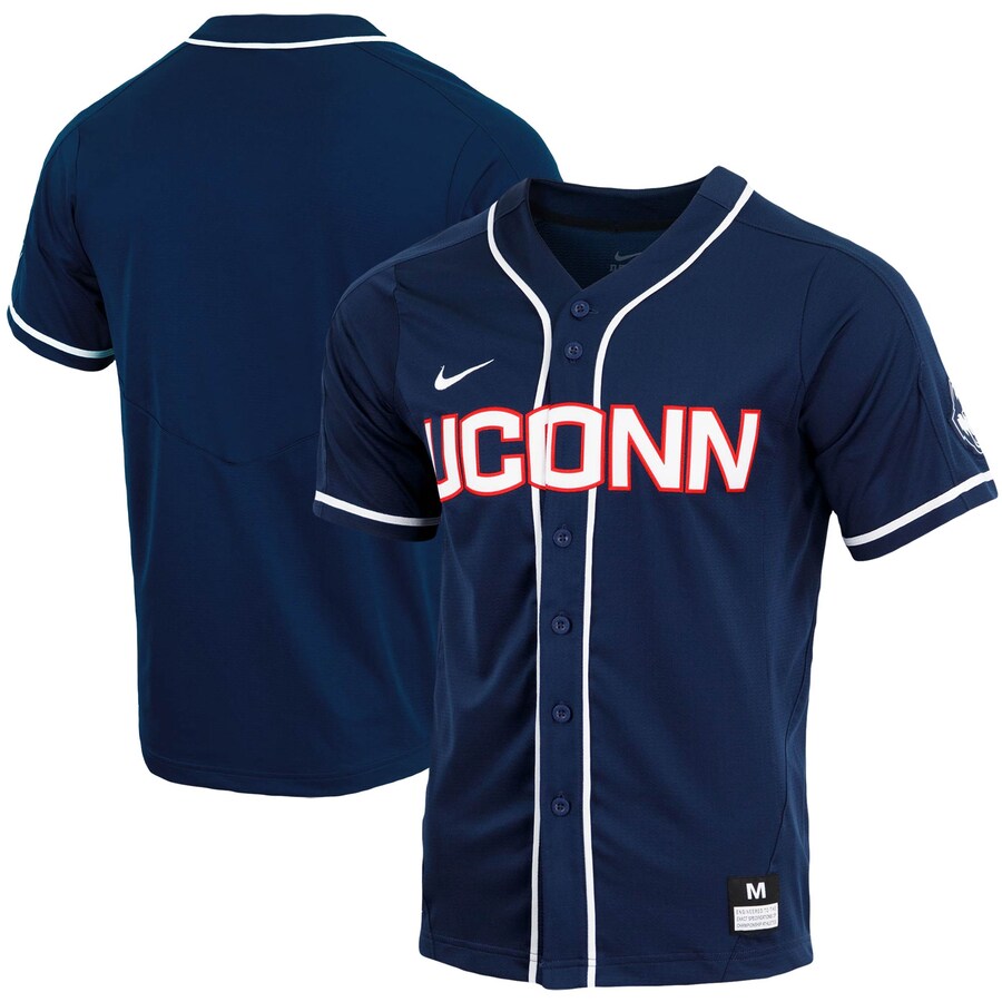 Men's Nike Navy UConn Huskies Replica Full-Button Baseball Jersey - U-jersey