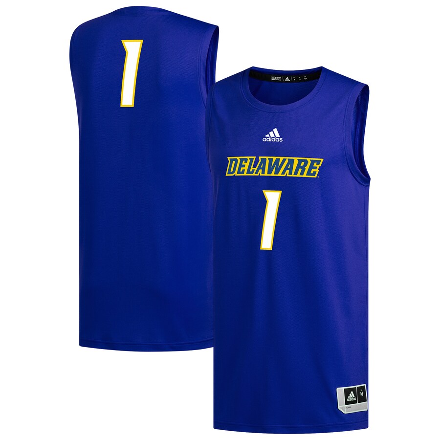 Men's adidas #1 Royal Delaware Fightin' Blue Hens Replica Basketball Jersey - U-jersey