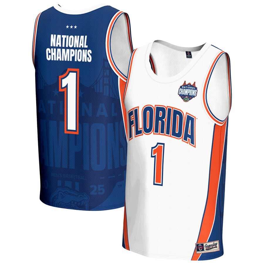 Unisex GameDay Greats White Florida Gators 2025 NCAA Men's Basketball National Champions Commemorative Fashion Jersey - U-jersey