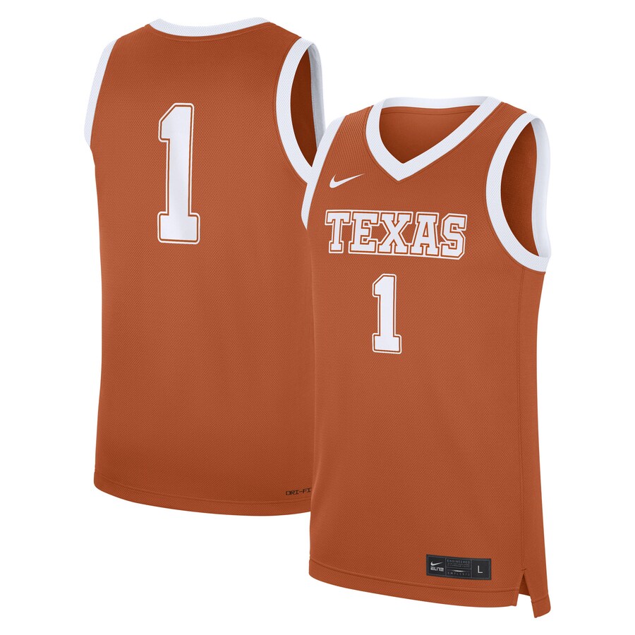 Men's Nike #1 Texas Orange Texas Longhorns Road Replica Jersey - U-jersey