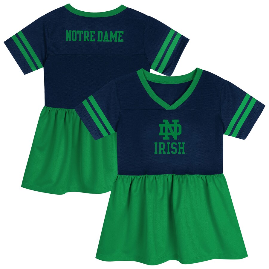 Girls Preschool Outerstuff Navy/Green Notre Dame Fighting Irish Stadium Lights Fashion Jersey Dress - U-jersey