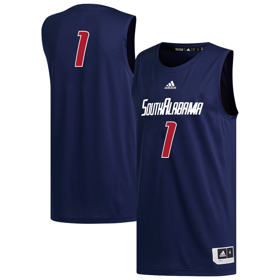 Men's adidas #1 Navy South Alabama Jaguars Replica Basketball Jersey - U-jersey