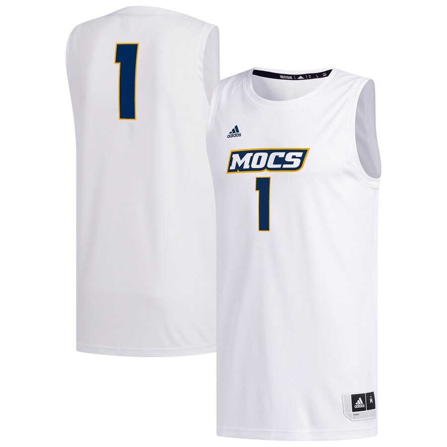 Men's adidas #1 White Tennessee Chattanooga Mocs Replica Basketball Jersey - U-jersey