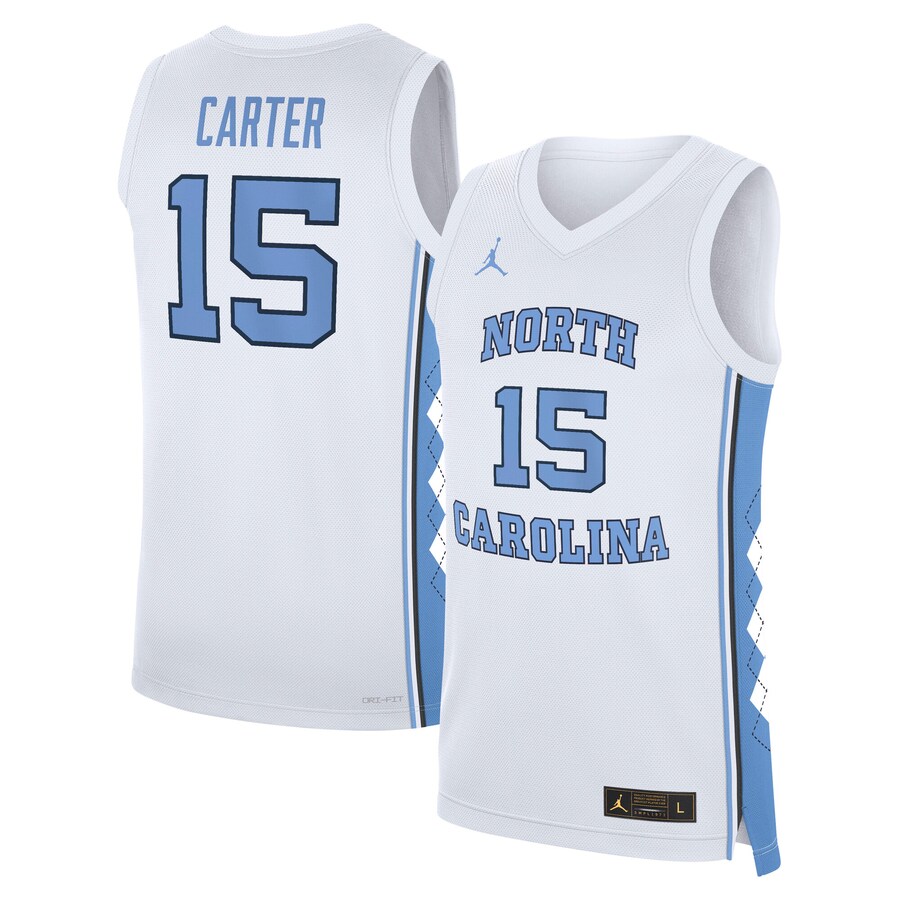 Men's Jordan Brand Vince Carter White North Carolina Tar Heels Replica Basketball Jersey - U-jersey