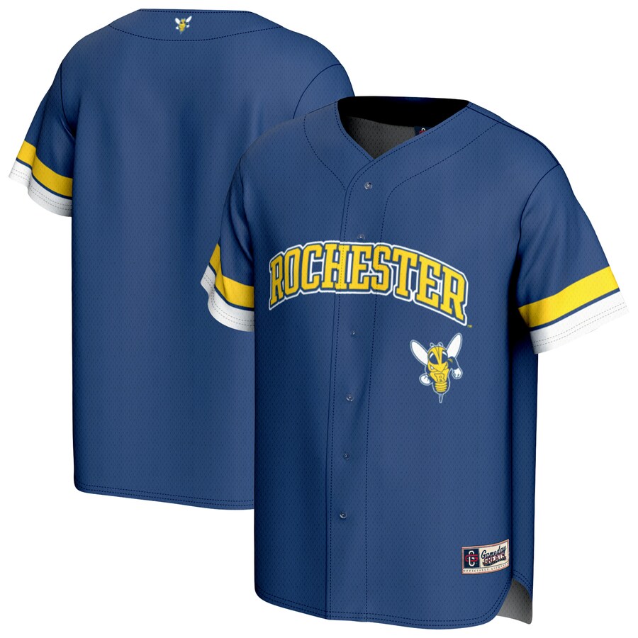 Men's GameDay Greats Blue Rochester Yellow Jackets Baseball Jersey - U-jersey