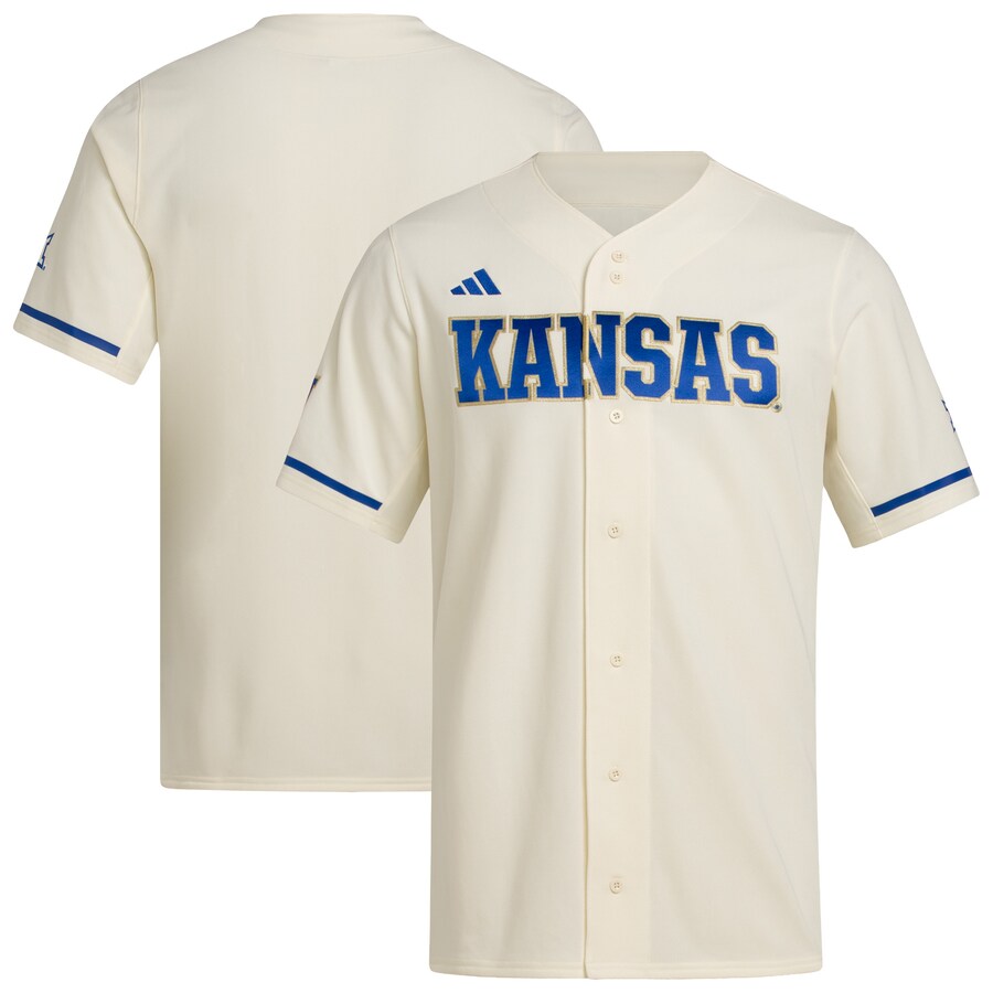 Men's adidas  Cream Kansas Jayhawks Replica Baseball Jersey - U-jersey