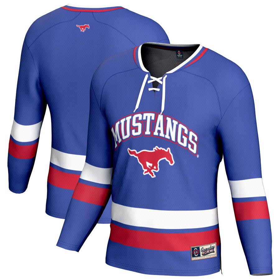 Men's GameDay Greats Royal SMU Mustangs Hockey Jersey - U-jersey