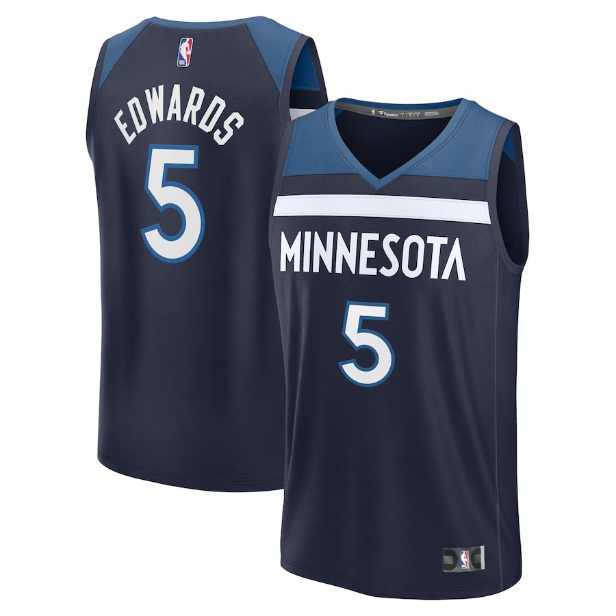Men's Minnesota Timberwolves Anthony Edwards Fanatics Navy Fast Break Replica Player Jersey - Icon Edition - U-jersey