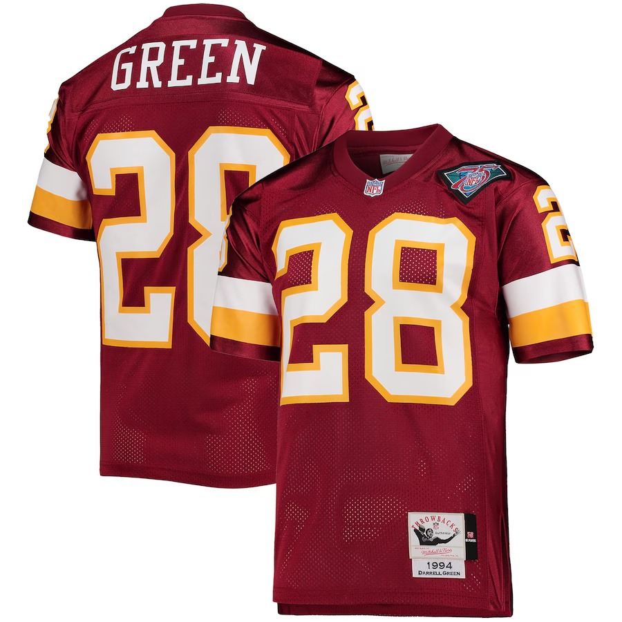Men's Washington Football Team 1994 Darrell Green Mitchell & Ness Burgundy Authentic Throwback Retired Player Jersey - U-jersey