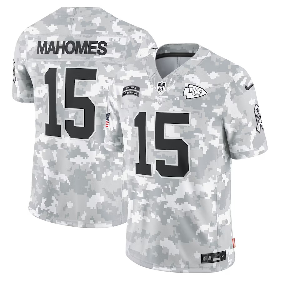 Men's Kansas City Chiefs Patrick Mahomes Nike Arctic Camo 2024 Salute to Service Limited Jersey - U-jersey