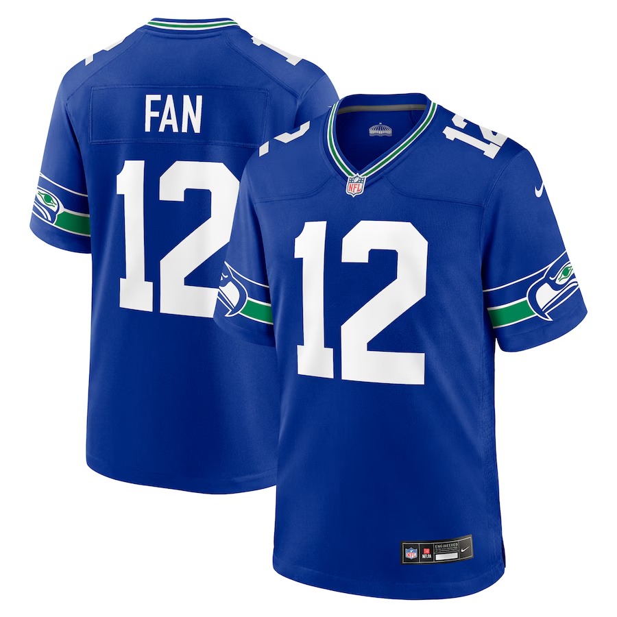 Men's Seattle Seahawks 12s Nike Royal Throwback Player Game Jersey - U-jersey